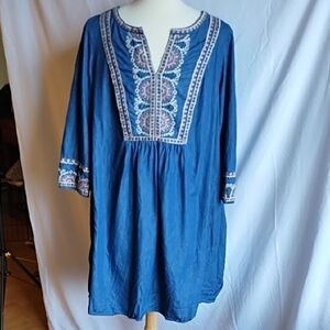 J Jill Denim Dress with embroidery size 2X